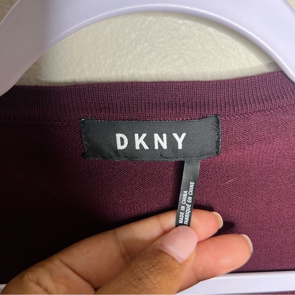 DKNY Open Front‎ Ribbed Ruffle Cropped Sleeve Cardigan - Picture 3 of 7
